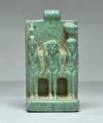 Égypte ancienne Faience Amulette triade des dieux Isis,, Antiek en Kunst