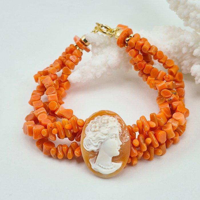 Koraal - Zilver, Verguld - Armband - Koraal Sciacca en cameo, Antiek en Kunst, Curiosa en Brocante