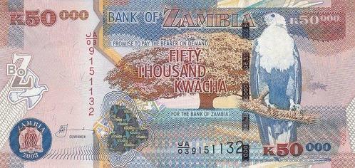 2003 Zambia P 48a 50 000 Kwacha Unc, Postzegels en Munten, Bankbiljetten | Europa | Niet-Eurobiljetten, België, Verzenden