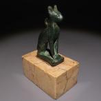 Oud-Egyptisch Brons Goddess Bastet Figuur. 9,5 cm H. Late, Verzamelen