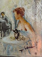 École italienne (XX) - Donna al bistrot, Antiquités & Art