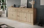 Meubella Dressoir eiken 225cm 4 lades 4 deuren Kast, Huis en Inrichting, Kasten | Dressoirs, Verzenden, Nieuw, 50 tot 75 cm, 200 cm of meer