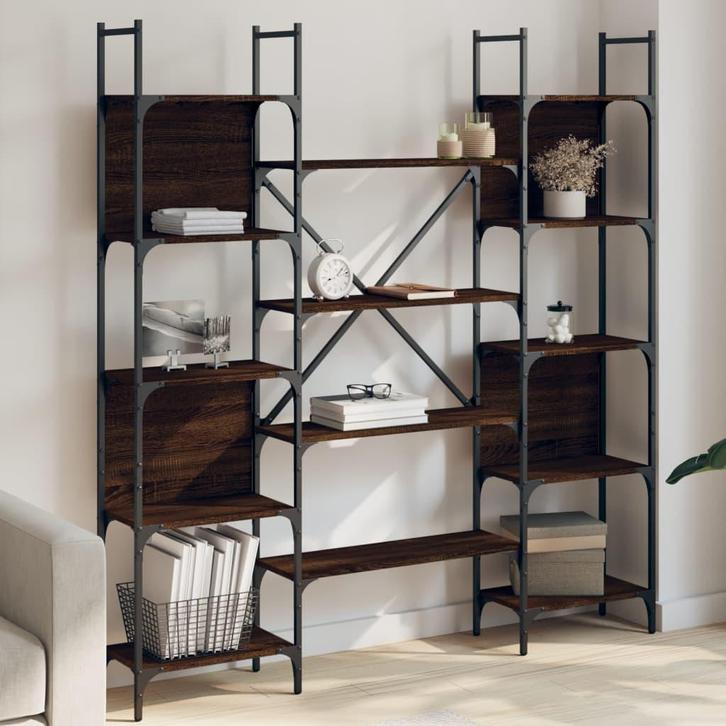 vidaXL Boekenkast 155,5x24x166,5 cm bewerkt hout bruin, Huis en Inrichting, Kasten | Boekenkasten, Nieuw, Verzenden