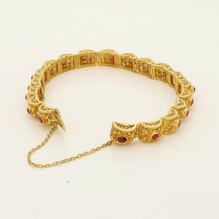Armband - 18 karaat Geel goud - Robijn, Handtassen en Accessoires, Armbanden