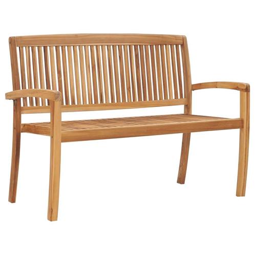vidaXL Tuinbank 2-zits stapelbaar 128,5 cm massief teakhout, Tuin en Terras, Tuinsets en Loungesets, Nieuw, Verzenden