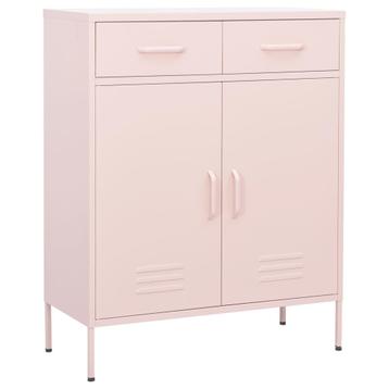 vidaXL Opbergkast 80x35x101,5 cm staal roze, Verzenden
