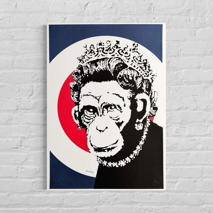 Genummerde Editie BANKSY Queen Monkey, Antiek en Kunst, Kunst | Litho's en Zeefdrukken, Verzenden