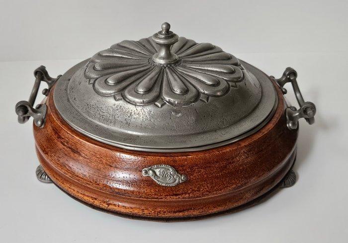 Gesigneerd: 1907 - Koektrommel - Tin - Hout, Antiek en Kunst, Curiosa en Brocante