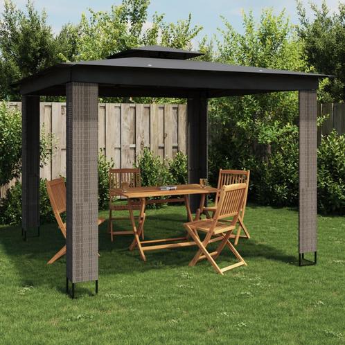 vidaXL Prieel met dubbel dak 2,94x2,94 m staal, Tuin en Terras, Partytenten, Nieuw, Verzenden