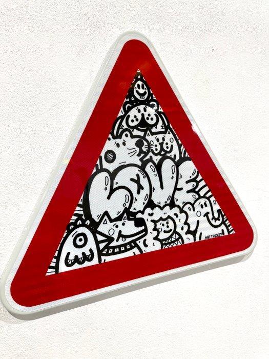 Mr Turkey - Warning : Happiness! (traffic sign), Antiek en Kunst, Kunst | Schilderijen | Modern