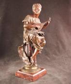 Antiek - sculptuur, Muziek makende dame - 31 cm - Brons,