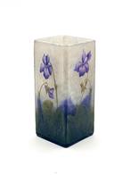 Daum - Vase - Violettes, vase carré en camée - Verre, Antiek en Kunst, Antiek | Glaswerk en Kristal