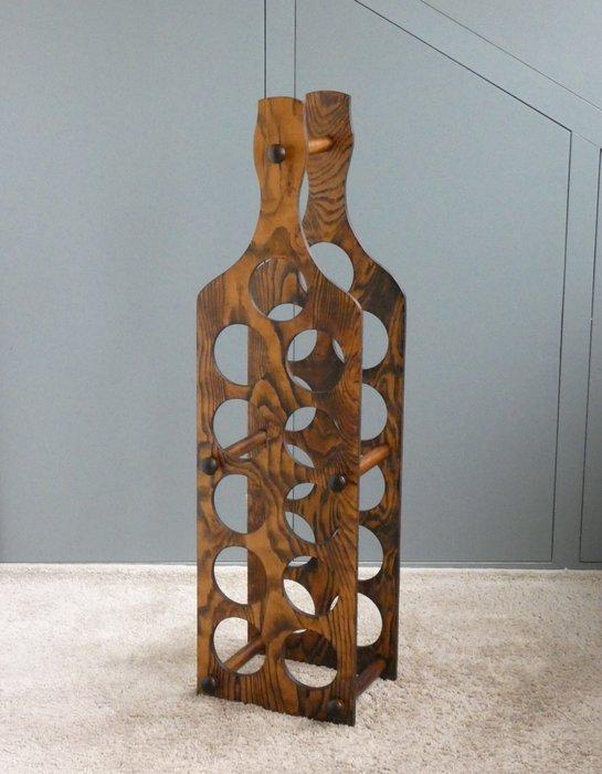 Wijnrek - Flesvorm - Multiplex, Hout - Voor 11 Wijnflesssen, Antiquités & Art, Curiosités & Brocante