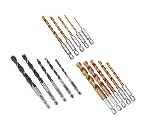 Set van 15 boren (metaal & hout), met zeskantschacht, Doe-het-zelf en Bouw, Gereedschap | Overige machines, Nieuw, Verzenden