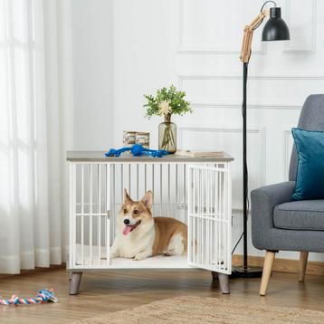 Hondenbench - Luxe - Verhoogd ontwerp - Wit + grijs beschikbaar voor biedingen