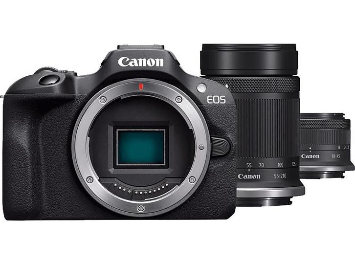 Canon -  Hybride Camera Eos R100 + 18-45 Mm 55-210  - Zwart, Audio, Tv en Foto, Fotocamera's Digitaal, Nieuw, Canon, Verzenden