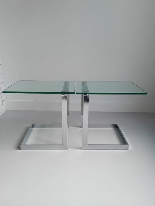 Gebra - Set bijzettafels (2) - Glas, Metaal, Antiek en Kunst, Antiek | Meubels | Stoelen en Sofa's