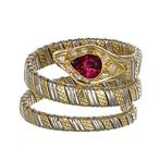 Ring - 18 karaat Geel goud, Witgoud - 0.44ct. tw. Robijn -, Nieuw