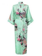 KIMU® Kimono Mintgroen Satijn XL-XXL Ochtendjas Yukata Mint, Ophalen of Verzenden