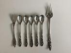 Theelepel - 5 +1 cakeprikker + 1 gebaksvorkje, Zilver, Antiek en Kunst