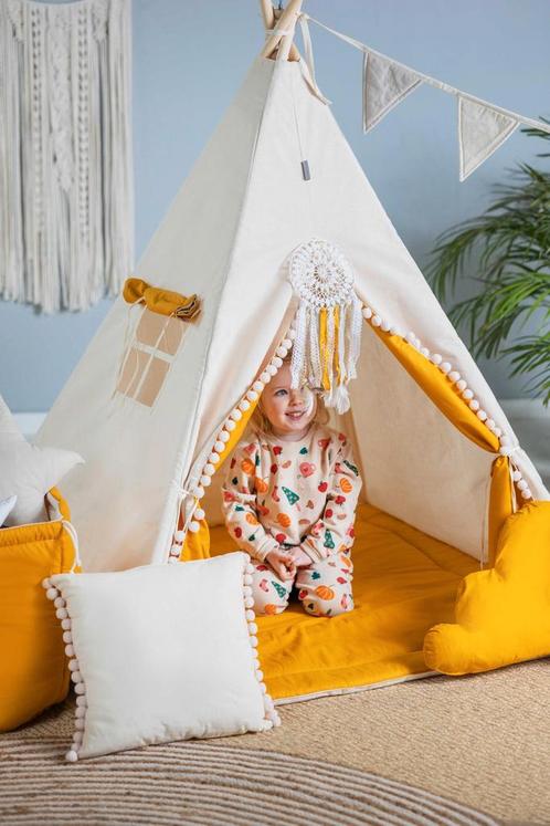 Tipi Tent Set XXL - Crème/Geel, Kinderen en Baby's, Speelgoed | Speeltenten, Verzenden