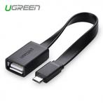Micro-USB Male USB 2.0 Female OTG Flat Cable Adapter Zwart, Verzenden