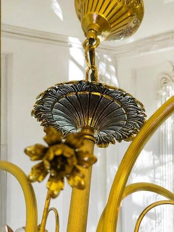 Lampe à suspendre - Chandelier floral suspendu - Bronze doré