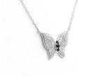 Ketting met hanger - 14 karaat Witgoud - 0.53ct. tw. Saffier, Handtassen en Accessoires, Antieke sieraden