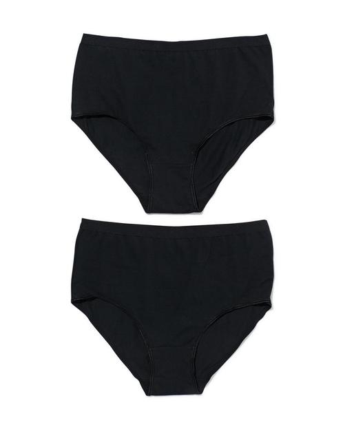 HEMA Dames Tailleslips Stretch Katoen - 2 Stuks Zwart, Kleding | Dames, Ondergoed en Lingerie, Ophalen of Verzenden
