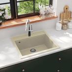 vidaXL Ãvier de cuisine Granit Seul lavabo Beige, Verzenden