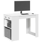 vidaXL Bureau avec tiroir et étagère blanc bois, Maison & Meubles, Verzenden, Neuf