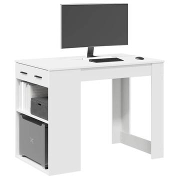 vidaXL Bureau avec tiroir et étagère blanc bois beschikbaar voor biedingen