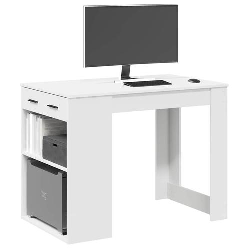 vidaXL Bureau avec tiroir et étagère blanc bois, Maison & Meubles, Tables | Tables à manger, Neuf, Envoi