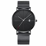 Fako® - Horloge - Mesh - Chicago - Ø40mm - Zwart/Zwart, Bijoux, Sacs & Beauté, Montres | Femmes, Verzenden