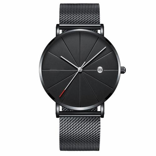 Fako® - Horloge - Mesh - Chicago - Ø40mm - Zwart/Zwart, Handtassen en Accessoires, Horloges | Dames, Verzenden