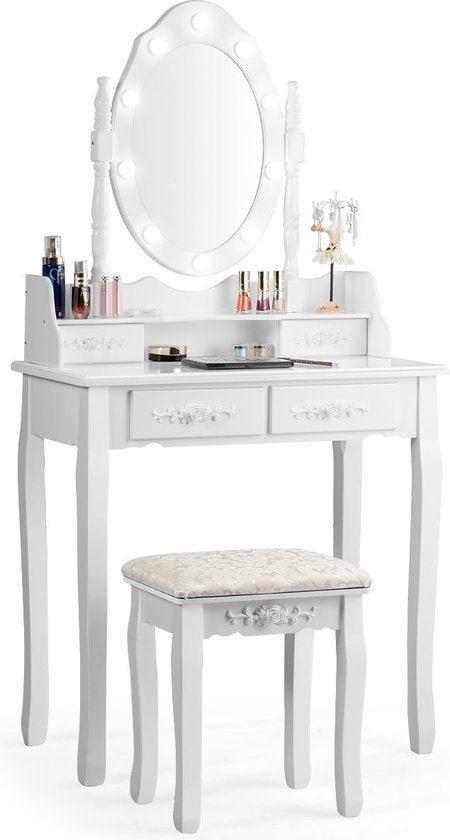 2dekans | Coast Klassieke Kaptafel met Krukje - LED Lampen -, Huis en Inrichting, Tafels | Salontafels, Ophalen of Verzenden