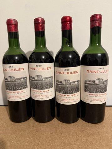 1957 Chateau du Glana - Bordeaux - 4 Flessen (0.75 liter), Verzamelen, Wijnen, Nieuw