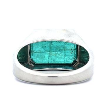 Ring Platina - 9.22ct. tw. - Smaragden herenring