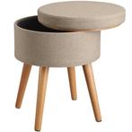 tectake Hocker Yara gestoffeerd in linnenlook 300kg met opbe, Huis en Inrichting, Barkrukken, Verzenden, Nieuw