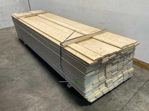 Veiling - 40x Vuren blokhutprofiel mes- en groef 359x14,5x2,, Doe-het-zelf en Bouw, Hout en Planken, Nieuw