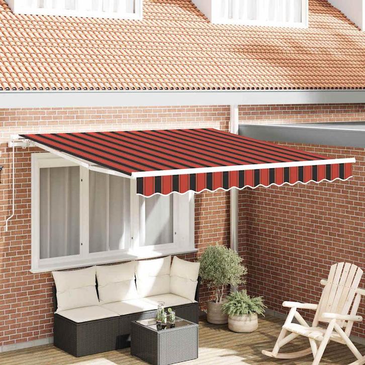 vidaXL Inklapbare Luifel Gestreept Oranje en Bruin 350 x 250, Tuin en Terras, Partytenten, Nieuw, Verzenden