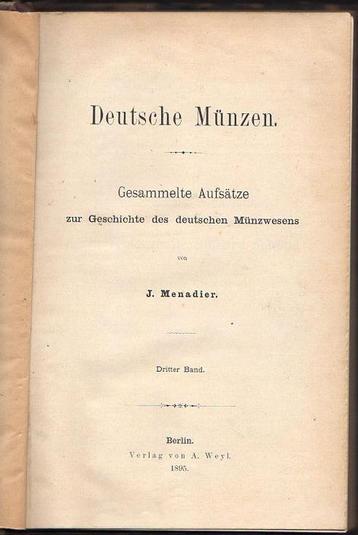 1895 Monographien, Muenzstudien Menadier, J