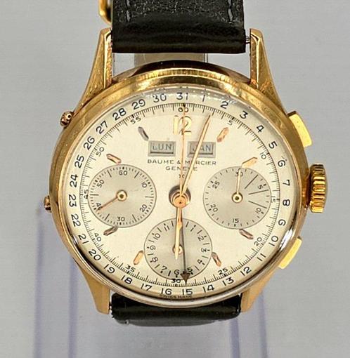 Baume & Mecier - 18kt. Gold Chronograph - Kalender - Kaliber, Handtassen en Accessoires, Horloges | Heren