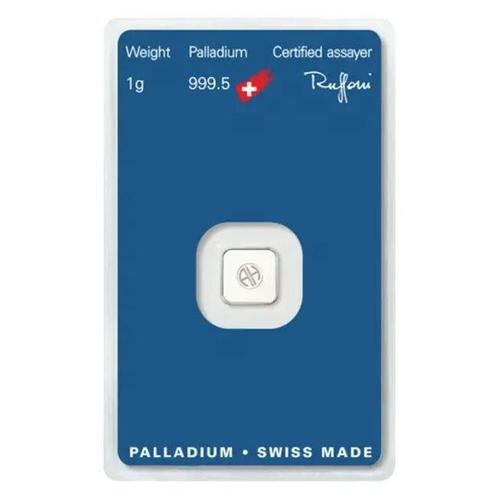 1 gramme - Palladium .999 - 1 gram 9995 Palladium Bar, Postzegels en Munten, Edelmetalen en Baren