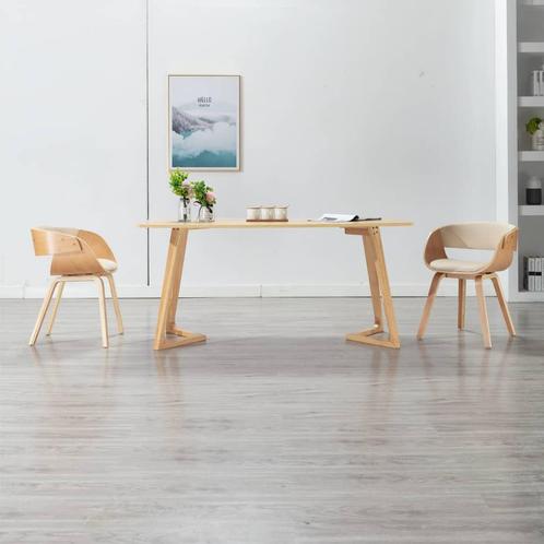 vidaXL Eetkamerstoel gebogen hout en kunstleer crèmekleurig, Huis en Inrichting, Stoelen, Nieuw, Verzenden