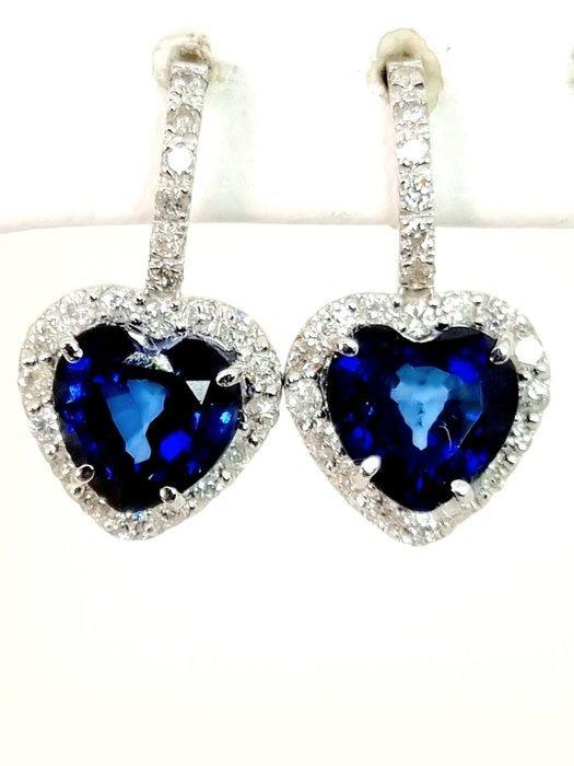 Oorbellen - 18 karaat Witgoud Saffier - Diamant, Handtassen en Accessoires, Oorbellen
