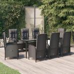 vidaXL 9-delige Tuinset poly rattan zwart, Tuin en Terras, Tuinsets en Loungesets, Verzenden, Nieuw, Tuinset