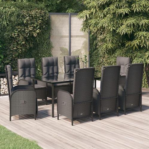 vidaXL 9-delige Tuinset poly rattan zwart, Tuin en Terras, Tuinsets en Loungesets, Tuinset, Nieuw, Verzenden