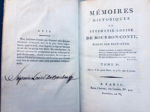 Signé; Stéphanie Louise de Bourbon [ Anne-Louise Delorme] -, Antiek en Kunst, Antiek | Boeken en Manuscripten