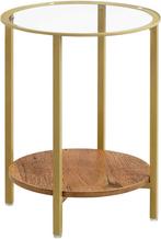 Salontafel - Ronde bijzettafel - 2 planken - Hazelbruin/Goud, Huis en Inrichting, Ophalen of Verzenden, Nieuw, Modern